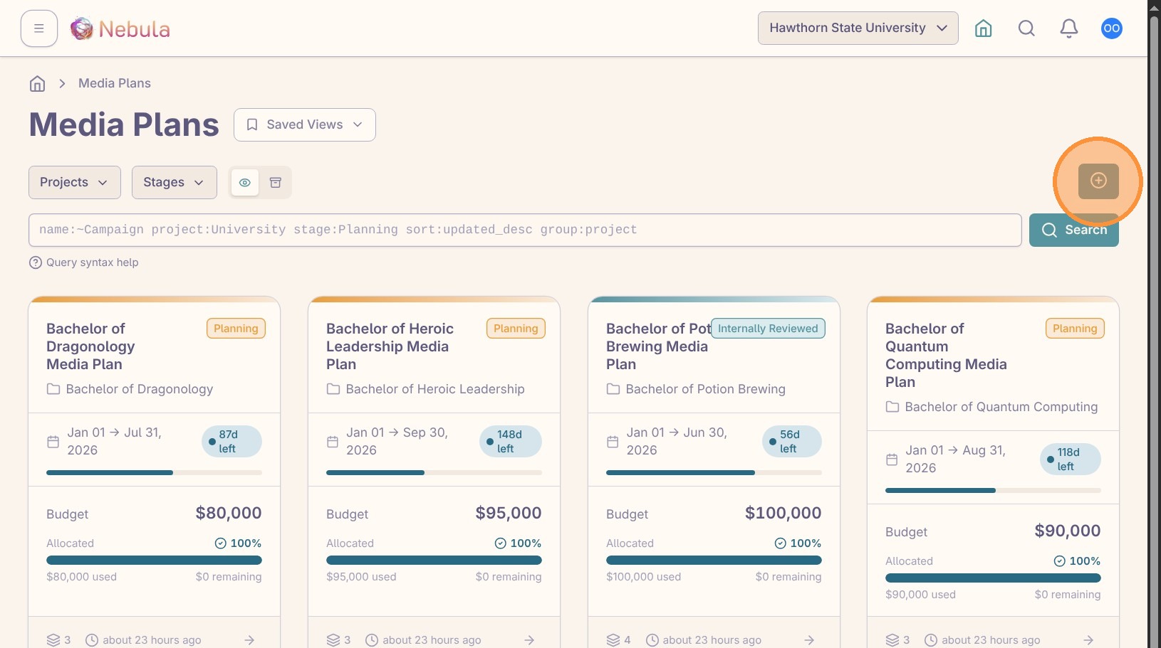 Create a new media plan screenshot 2
