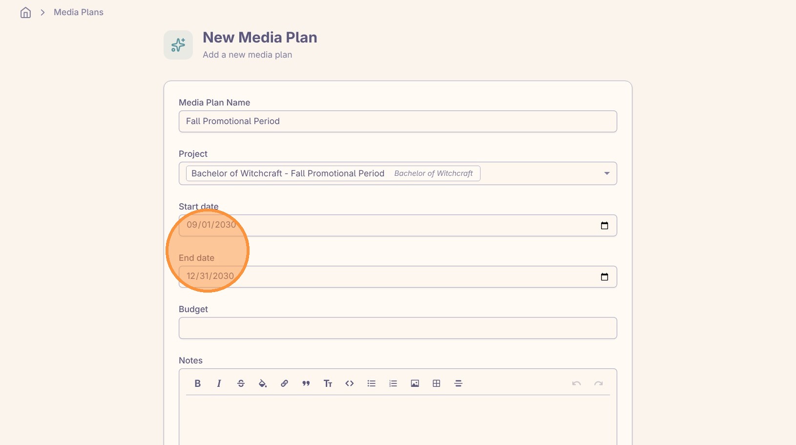 Create a new media plan screenshot 5