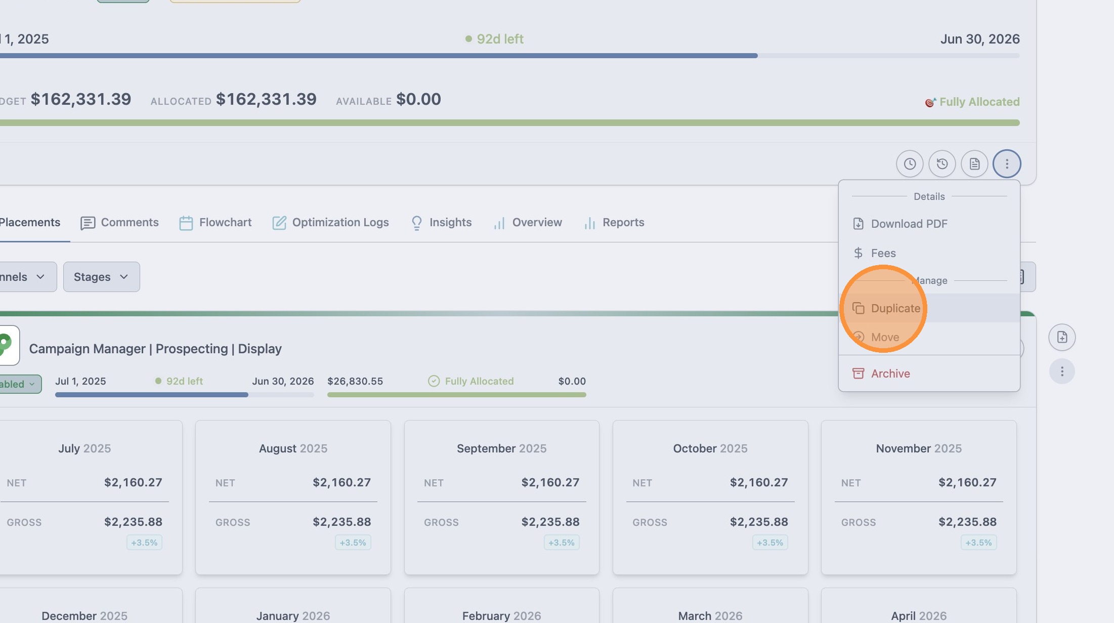 Duplicate a media plan screenshot 3