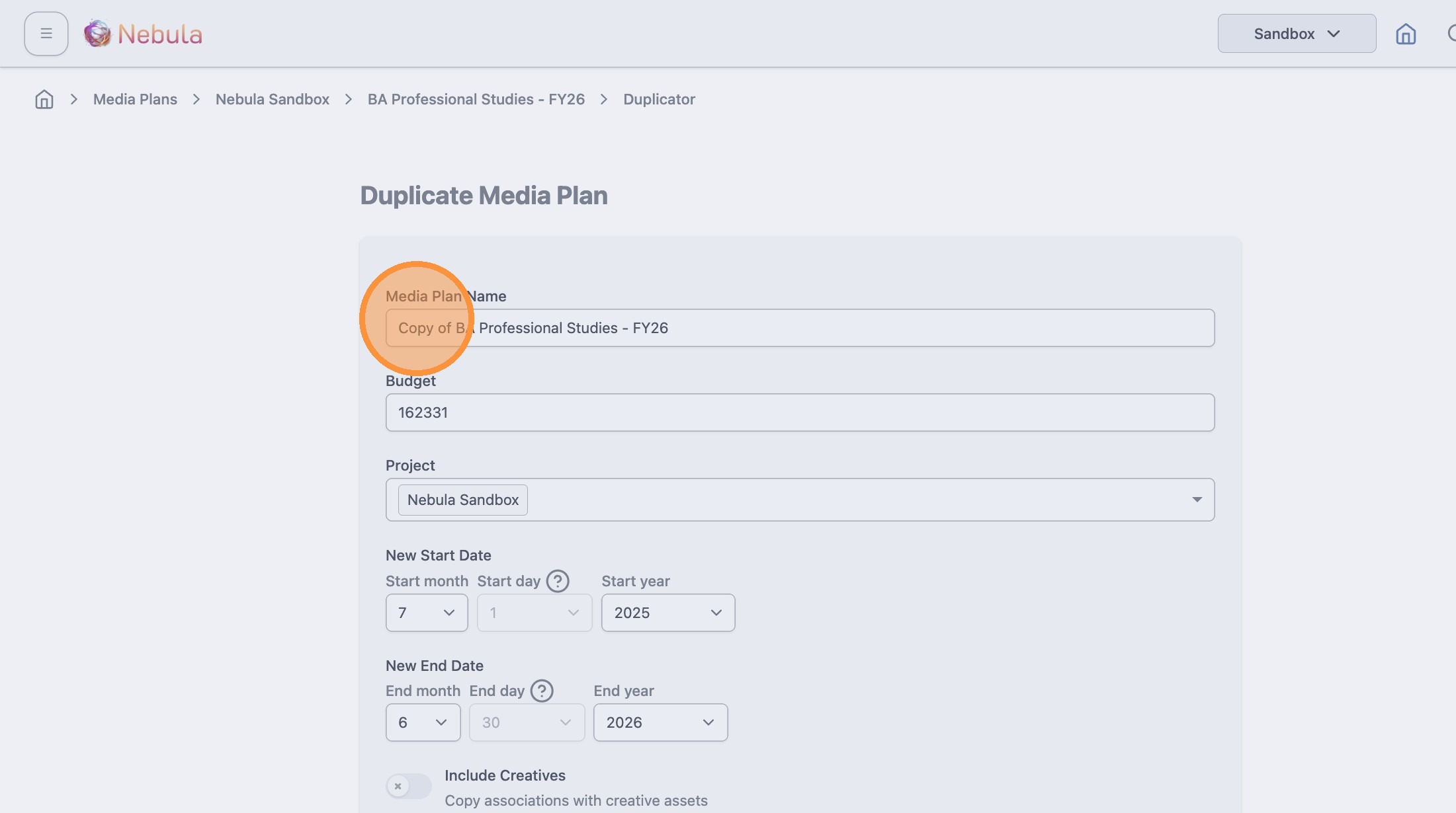 Duplicate a media plan screenshot 4