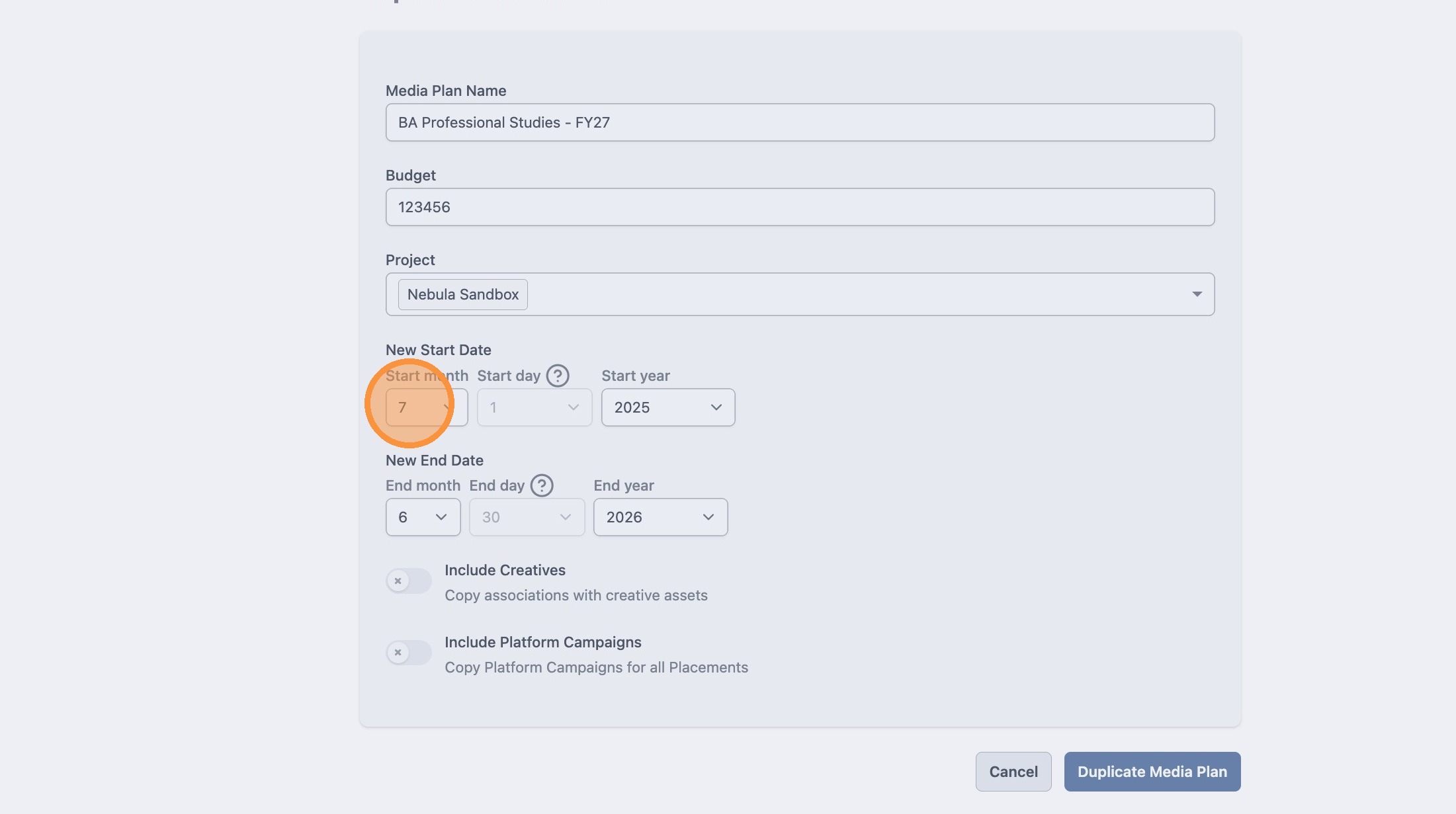 Duplicate a media plan screenshot 7