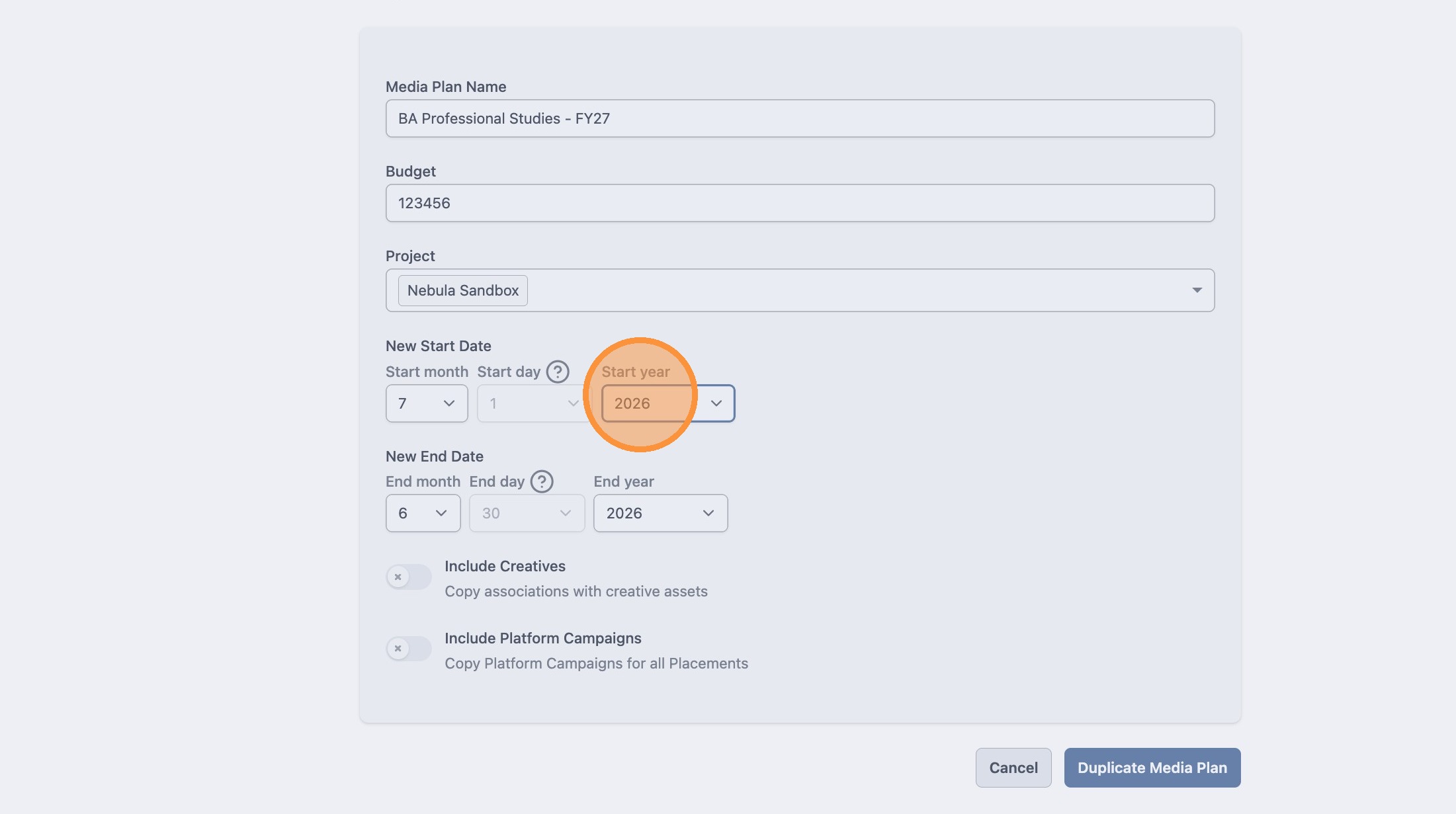 Duplicate a media plan screenshot 8