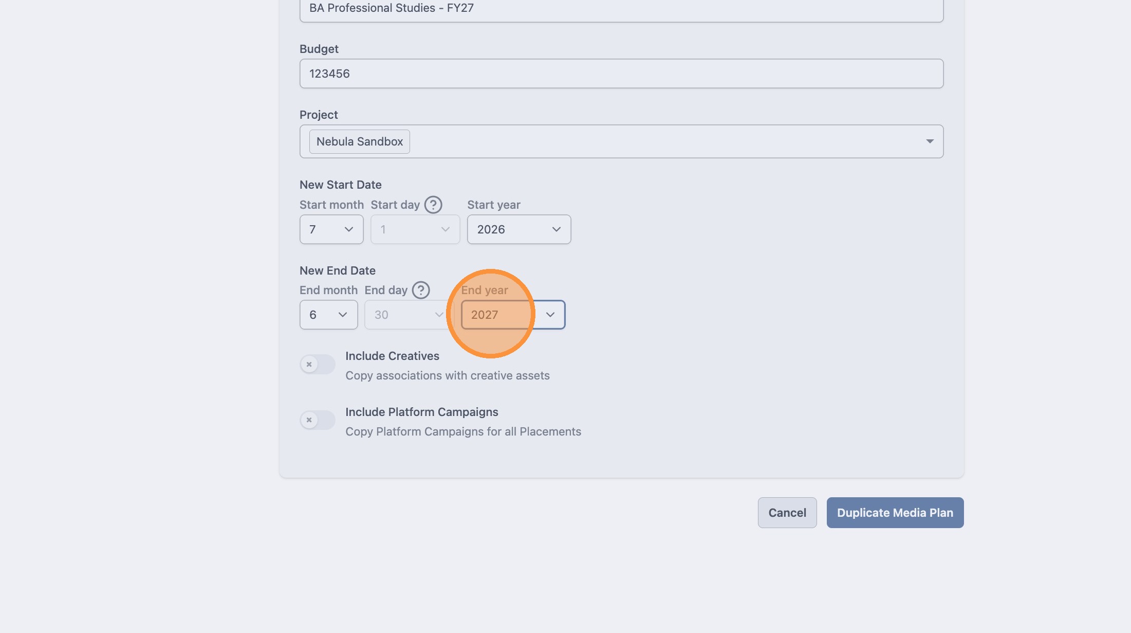 Duplicate a media plan screenshot 10