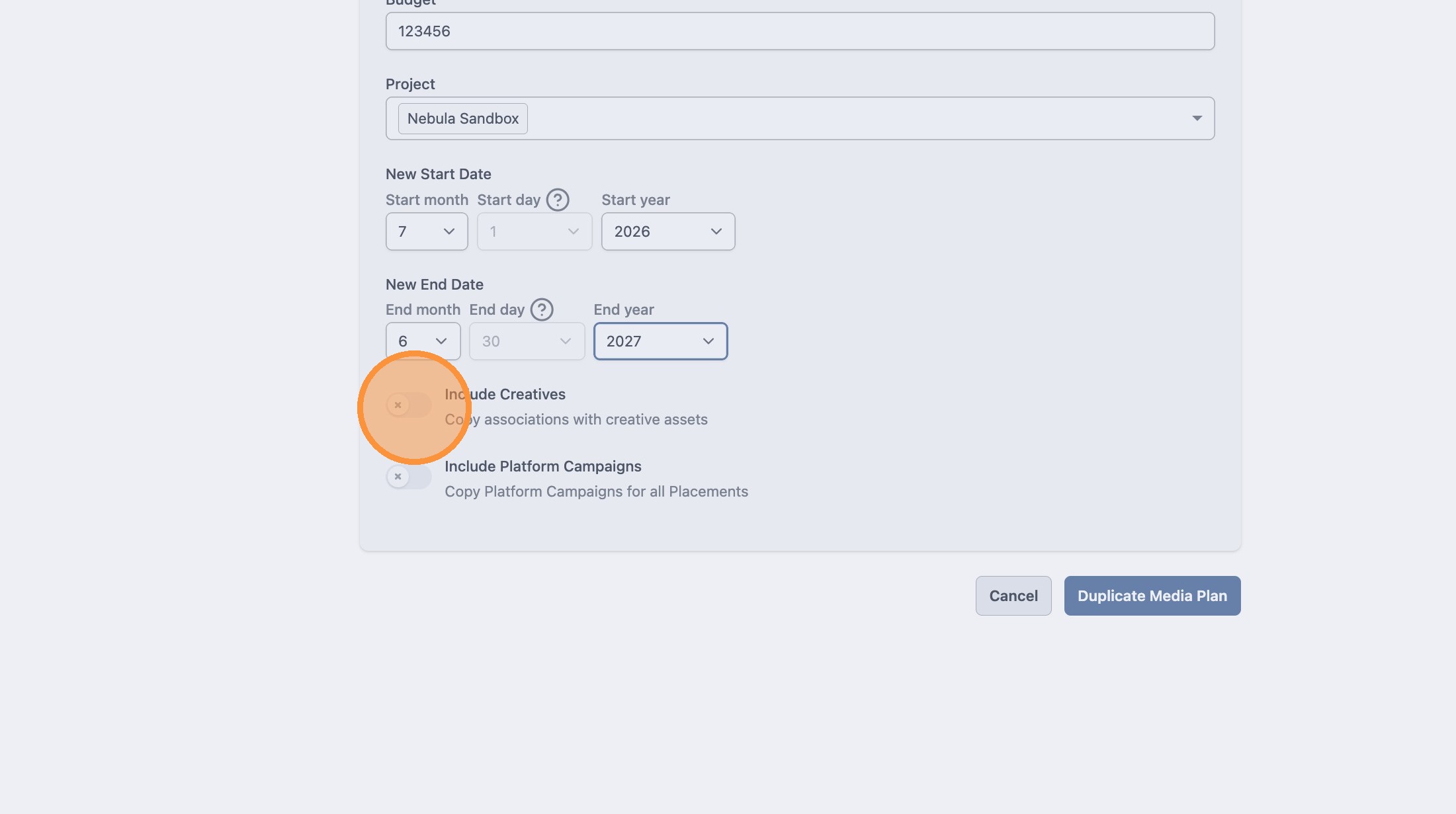 Duplicate a media plan screenshot 11