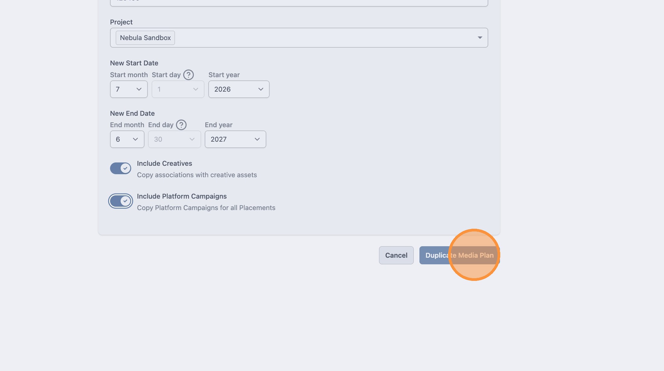 Duplicate a media plan screenshot 13