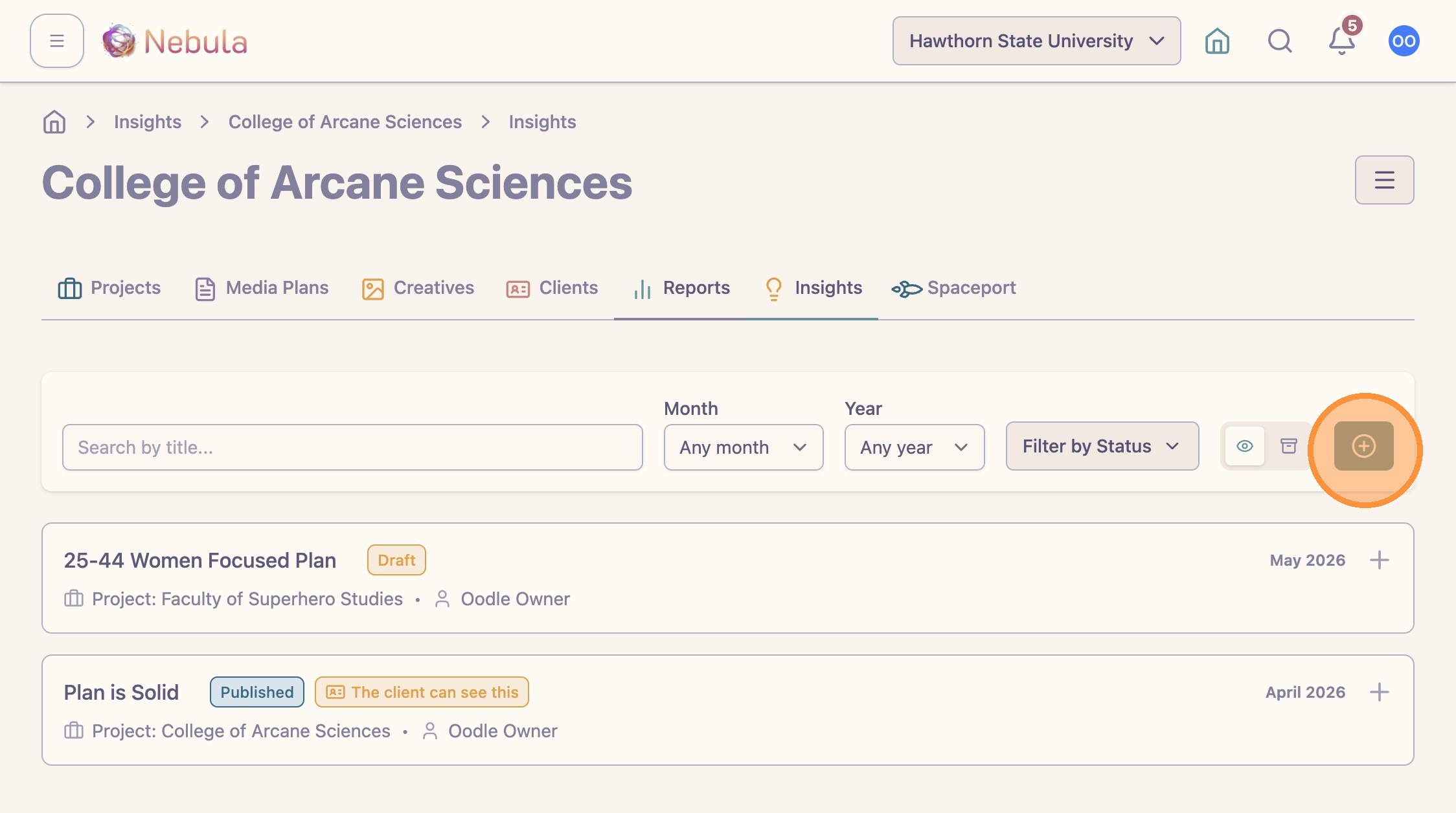 Overview of Nebula reports screenshot 3